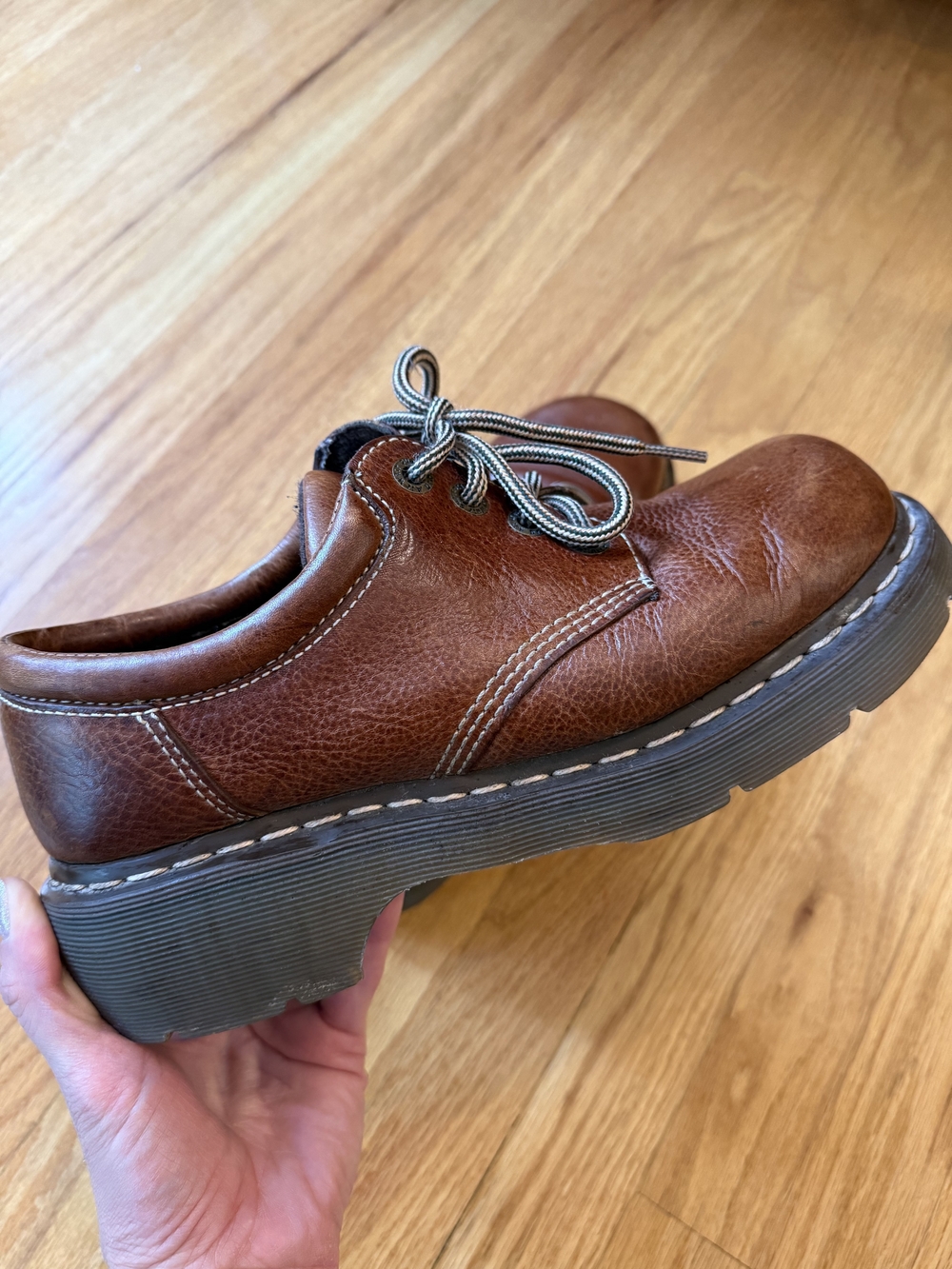 Dr. Martens Women's Brown Leather Lace-Up Platform Oxford